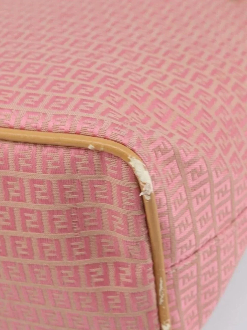 FENDI Zucchino Canvas Tote Bag Pink Silver - Picture 5 of 16